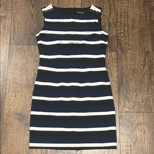 White House Black Market Black, White, and Blue Striped Dress